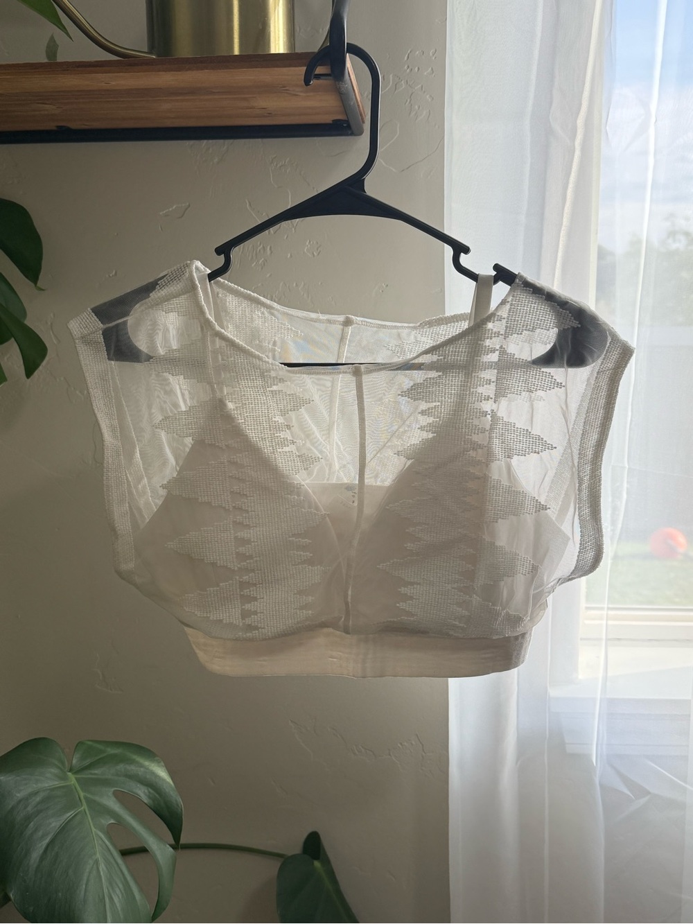 FP Movement by Free People Sheer Cream Mesh Crop Bralette